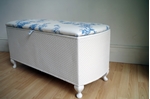 Picture of Vintage Lloyd Loom Ottoman - Blue Flowers Toile