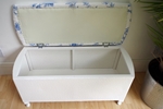 Picture of Vintage Lloyd Loom Ottoman - Blue Flowers Toile