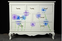 Picture of French Style 6 Drawer Chest with Artwork Blue/Lilac Alliums