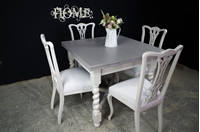 Picture of Antique Oak Draw Leaf Table + 4 Pierced Back Antique Chairs