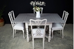 Picture of Antique Oak Draw Leaf Table + 4 Pierced Back Antique Chairs