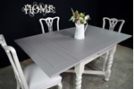 Picture of Antique Oak Draw Leaf Table + 4 Pierced Back Antique Chairs