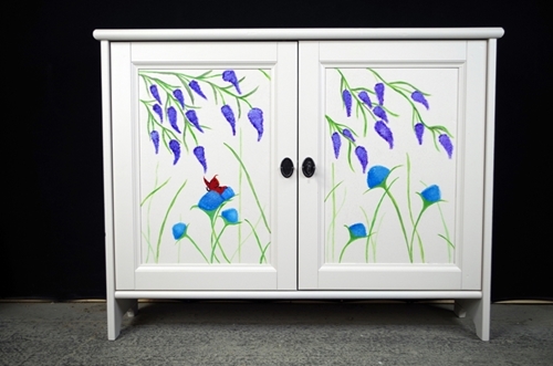 Picture of Bedroom TV Stand / Bookcase - Original Flower Art 