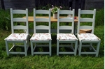 Picture of Oak Refectory 6 ft Table, 4 Oak Chairs + Rustic Pine Bench
