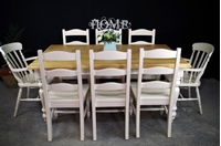 Picture of 6ft Carved Country Pine Farmhouse Table + 8 Chairs.