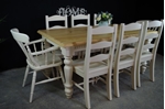 Picture of 6ft Carved Country Pine Farmhouse Table + 8 Chairs.