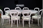 Picture of Large French Style Double Pedestal Dining Table + 8 Antique Balloon Back Chairs