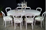 Picture of Large French Style Double Pedestal Dining Table + 8 Antique Balloon Back Chairs