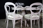 Picture of Large French Style Double Pedestal Dining Table + 8 Antique Balloon Back Chairs
