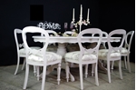Picture of Large French Style Double Pedestal Dining Table + 8 Antique Balloon Back Chairs