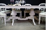 Picture of Large French Style Double Pedestal Dining Table + 8 Antique Balloon Back Chairs