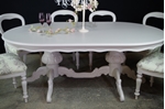 Picture of Large French Style Double Pedestal Dining Table + 8 Antique Balloon Back Chairs