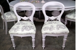 Picture of Large French Style Double Pedestal Dining Table + 8 Antique Balloon Back Chairs
