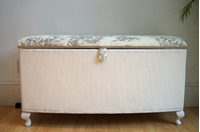 Picture of Vintage Lloyd Loom Ottoman - Toile de Jouy
