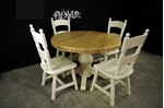 Picture of Round Oak Block Pedestal Table and 4 Oak Chairs 