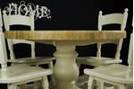 Picture of Round Oak Block Pedestal Table and 4 Oak Chairs 