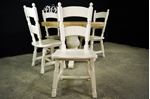 Picture of Round Oak Block Pedestal Table and 4 Oak Chairs 