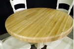 Picture of Round Oak Block Pedestal Table and 4 Oak Chairs 