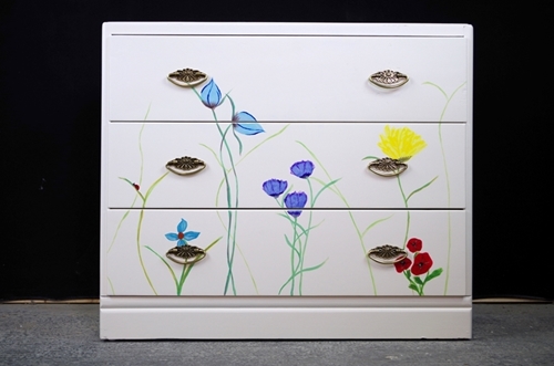 Picture of 3 Drawer Utility Chest - Original Flower Art 