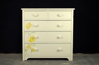 Picture of Antique Edwardian 5 Drawer Chest with Flower Art