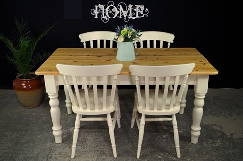 Picture of Pine Farmhouse table and 4 Beech Slatback chairs