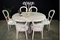 Picture of French Style Extending Dining Table and 6 Laura Ashley Upholstered Chairs