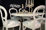 Picture of French Style Extending Dining Table and 6 Laura Ashley Upholstered Chairs