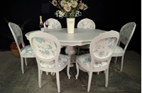 Picture of French Style Dining Table with 6 Laura Ashley Upholstered Chairs