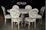 Picture of French Style Dining Table with 6 Laura Ashley Upholstered Chairs