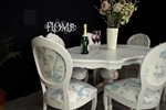 Picture of French Style Dining Table with 6 Laura Ashley Upholstered Chairs