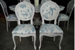 Picture of French Style Dining Table with 6 Laura Ashley Upholstered Chairs
