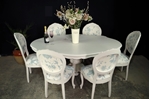 Picture of French Style Dining Table with 6 Laura Ashley Upholstered Chairs