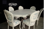 Picture of French Style Dining Table with 6 Laura Ashley Upholstered Chairs