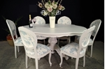 Picture of French Style Dining Table with 6 Laura Ashley Upholstered Chairs