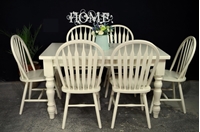 Picture of Painted Top Farmhouse Table + 6 Bow Back Chairs.