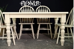 Picture of Painted Top Farmhouse Table + 6 Bow Back Chairs.
