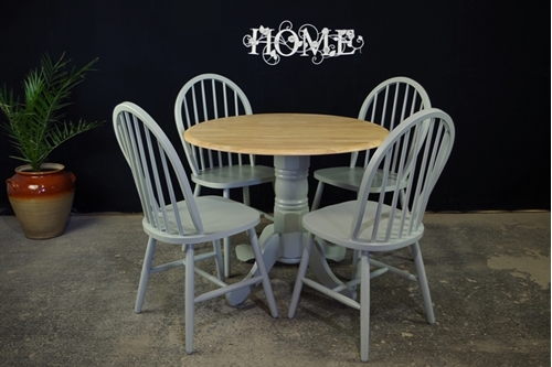 Picture of New Latiano Round Pedestal Drop Leaf Table + 4 Windsor Chairs
