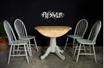 Picture of New Latiano Round Pedestal Drop Leaf Table + 4 Windsor Chairs