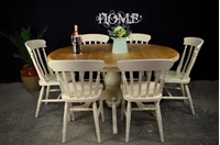 Picture of Oval pine pedestal table + 6 new beech farmhouse chairs