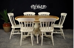 Picture of Oval pine pedestal table + 6 new beech farmhouse chairs