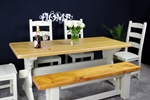 Picture of Oak Refectory 6 ft Table, 4 Oak Chairs + Rustic Pine Bench