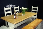 Picture of Oak Refectory 6 ft Table, 4 Oak Chairs + Rustic Pine Bench