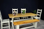 Picture of Oak Refectory 6 ft Table, 4 Oak Chairs + Rustic Pine Bench