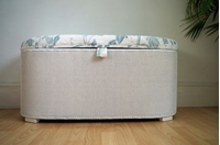 Picture of Vintage Lloyd Loom Ottoman -  Duck Egg Summer Palace