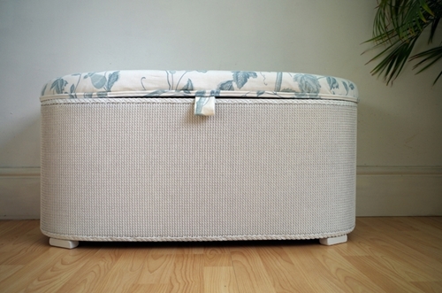 Picture of Vintage Lloyd Loom Ottoman -  Duck Egg Summer Palace