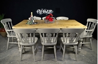 Picture of Large Reclaimed Pine 6ft Farmhouse Table and 8 Fiddleback Chairs