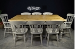 Picture of Large Reclaimed Pine 6ft Farmhouse Table and 8 Fiddleback Chairs