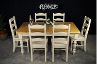 Picture of 5ft 6in Pine Farmhouse Table + 6 Ladderback Chairs with carved detailing