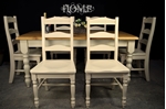 Picture of 5ft 6in Pine Farmhouse Table + 6 Ladderback Chairs with carved detailing