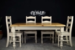 Picture of 5ft 6in Pine Farmhouse Table + 6 Ladderback Chairs with carved detailing